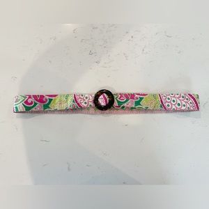 Vera Bradley Pink and Green Floral Fabric Belt Tortoiseshell Loop